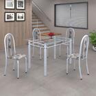 Conjunto Sala De Jantar Mesa Com Vidro E 04 Cadeiras Iris Bot