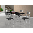 Conjunto Sala De Jantar Mesa Com Vidro E 04 Cadeiras Londres