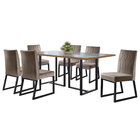 Conjunto Sala De Jantar Mesa Com Vidro E 06 Cadeiras Atena Ve
