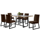 Conjunto Sala De Jantar Mesa Com Vidro E 06 Cadeiras Atena Ve