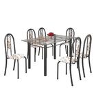 Conjunto Sala De Jantar Mesa Com Vidro E 06 Cadeiras Iris Ara