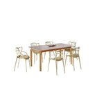 Conjunto Sala De Jantar Mesa Com Vidro Madeira Maciça Com 6 C