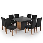 Conjunto Sala De Jantar Mesa Cris 1360 Quadrada Tampo Vidro C