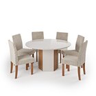 Conjunto Sala De Jantar Mesa Cris 1360 Redonda Tampo Vidro Co