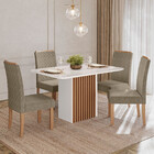 Conjunto Sala De Jantar Mesa Cris Piccola 136cm E 4 Cadeiras