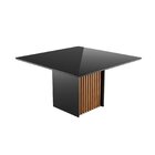 Conjunto Sala De Jantar Mesa Cris Quadrada Tampo Vidro Com 8