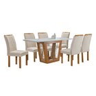 Conjunto Sala De Jantar Mesa Cuenca Tampo Vidro/mdf Com 6 Cad
