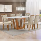 Conjunto Sala De Jantar Mesa Cuenca Tampo Vidro/mdf Com 6 Cad