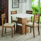 Conjunto Sala De Jantar Mesa Dakar 0,90m 4 Cadeiras Cedro / O