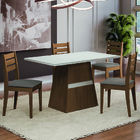 Conjunto Sala De Jantar Mesa Dakar 1,37m 4 Cadeiras Cedro / O