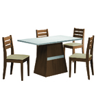 Conjunto Sala De Jantar Mesa Dakar 1,37m 4 Cadeiras Cedro / O