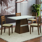 Conjunto Sala De Jantar Mesa Dakar 1,37m 4 Cadeiras Cedro / O