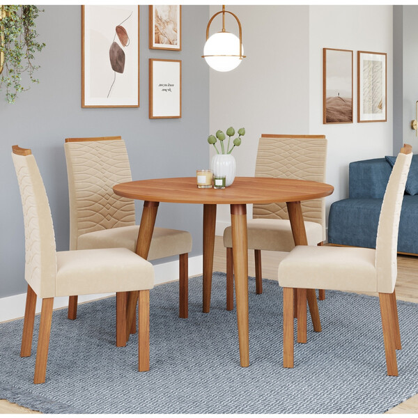 Conjunto Sala De Jantar Mesa Dani Com 4 Cadeira Em Mdf Claric