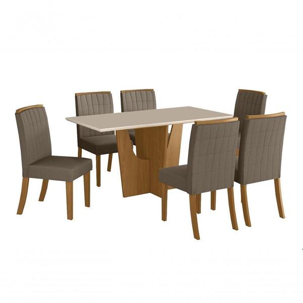 Conjunto Sala De Jantar Mesa Danielly E 6 Cadeiras Méri