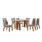 Conjunto Sala De Jantar Mesa Deli 180x90cm Tampo Vidro/mdf Co