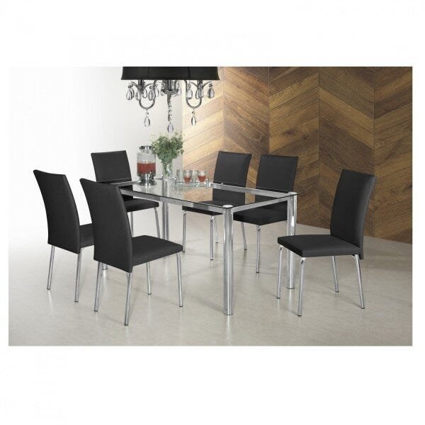 Conjunto Sala De Jantar Mesa Diana 6 Cadeiras Viana Espresso