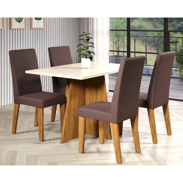 Conjunto Sala De Jantar Mesa Dior 4 Cadeiras Venus Viero
