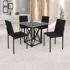Conjunto Sala De Jantar Mesa Dubai 90x90cm Tampo Vidro Com 4