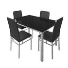 Conjunto Sala De Jantar Mesa Dubai Tampo Vidro Com 4 Cadeiras