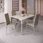 Conjunto Sala De Jantar Mesa Dubai Tampo Vidro Com 4 Cadeiras