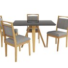 Conjunto Sala De Jantar Mesa Duna Com 4 Cadeiras Cinza Mescla