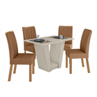 Conjunto Sala De Jantar Mesa E 04 Cadeiras Apogeu Off White/a