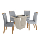 Conjunto Sala De Jantar Mesa E 04 Cadeiras Apogeu Off White/a