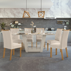 Conjunto Sala De Jantar Mesa E 06 Cadeiras Apogeu Off White/a
