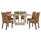 Conjunto Sala De Jantar Mesa E 06 Cadeiras Apogeu Off White/i