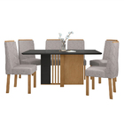 Conjunto Sala De Jantar Mesa E 06 Cadeiras Astrid Amêndoa Cle