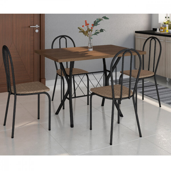 Conjunto Sala De Jantar Mesa E 4 Cadeira Bruna Artefamol