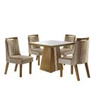 Conjunto Sala De Jantar Mesa E 4 Cadeiras Bege