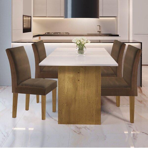 Conjunto Sala De Jantar Mesa E 4 Cadeiras Júlia  Ypê/off Whit