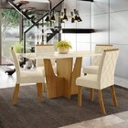 Conjunto Sala De Jantar Mesa E 4 Cadeiras Kaciane  Nature/off