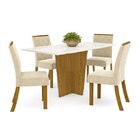 Conjunto Sala De Jantar Mesa E 4 Cadeiras Kaciane  Nature/off