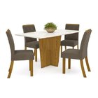 Conjunto Sala De Jantar Mesa E 4 Cadeiras Kaciane  Nature/off