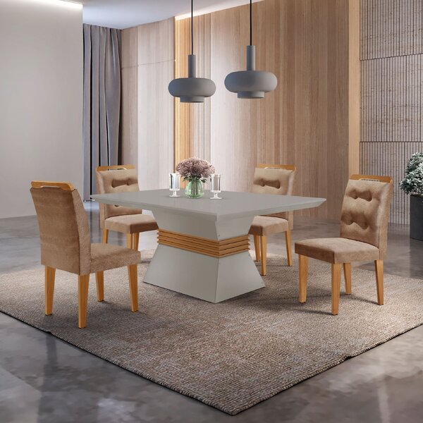 Conjunto Sala De Jantar Mesa E 4 Cadeiras Luísa Espresso Móve