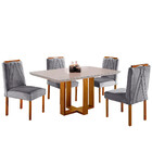 Conjunto Sala De Jantar Mesa E 4 Cadeiras Madeira Maciça Madr