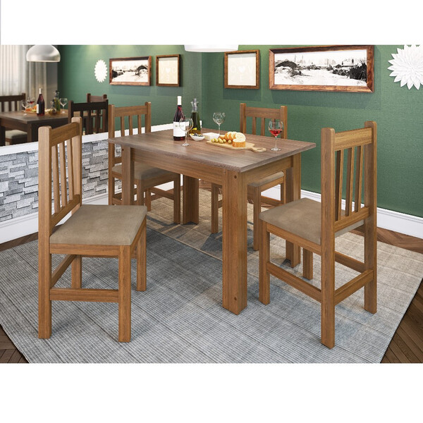 Conjunto Sala De Jantar Mesa E 4 Cadeiras Ref122/15 Zamarchi