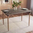 Conjunto Sala De Jantar Mesa Ébano C/ 4 Bancos Retrô Preto