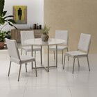 Conjunto Sala De Jantar Mesa Em Mdf Com Vidro 4 Cadeiras Mosc