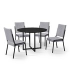 Conjunto Sala De Jantar Mesa Em Mdf Com Vidro 4 Cadeiras Mosc