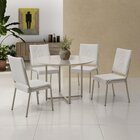 Conjunto Sala De Jantar Mesa Em Mdf Com Vidro 4 Cadeiras Mosc