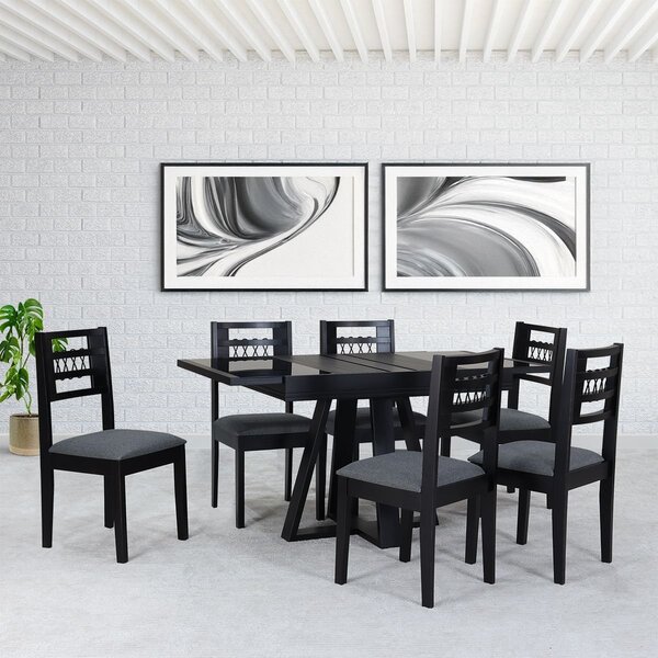 Conjunto Sala De Jantar Mesa Extensível 105/148 Tampo Vidro 0