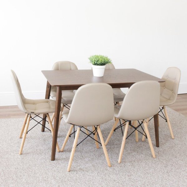 Conjunto Sala De Jantar Mesa Finlândia 120x75cm Com 6 Cadeira