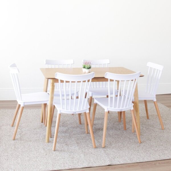 Conjunto Sala De Jantar Mesa Finlândia 120x75cm Com 6 Cadeira
