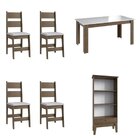 Conjunto Sala De Jantar Mesa Fixa Com 4 Cadeiras Ameixa Negra