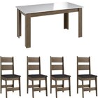Conjunto Sala De Jantar Mesa Fixa Com 4 Cadeiras Ameixa Negra