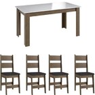 Conjunto Sala De Jantar Mesa Fixa Com 4 Cadeiras Ameixa Negra