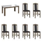 Conjunto Sala De Jantar Mesa Fixa Com 6 Cadeiras Ameixa Negra